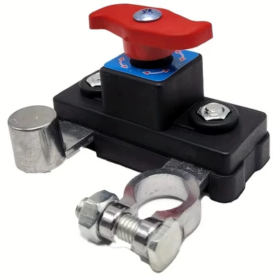 Battery main power-off switch (12-24V, negative terminal disconnection type) car battery power-off power cut-off switch (Digər kuzov və aksesuarlar) - willow-leaf-alloy-silver-color