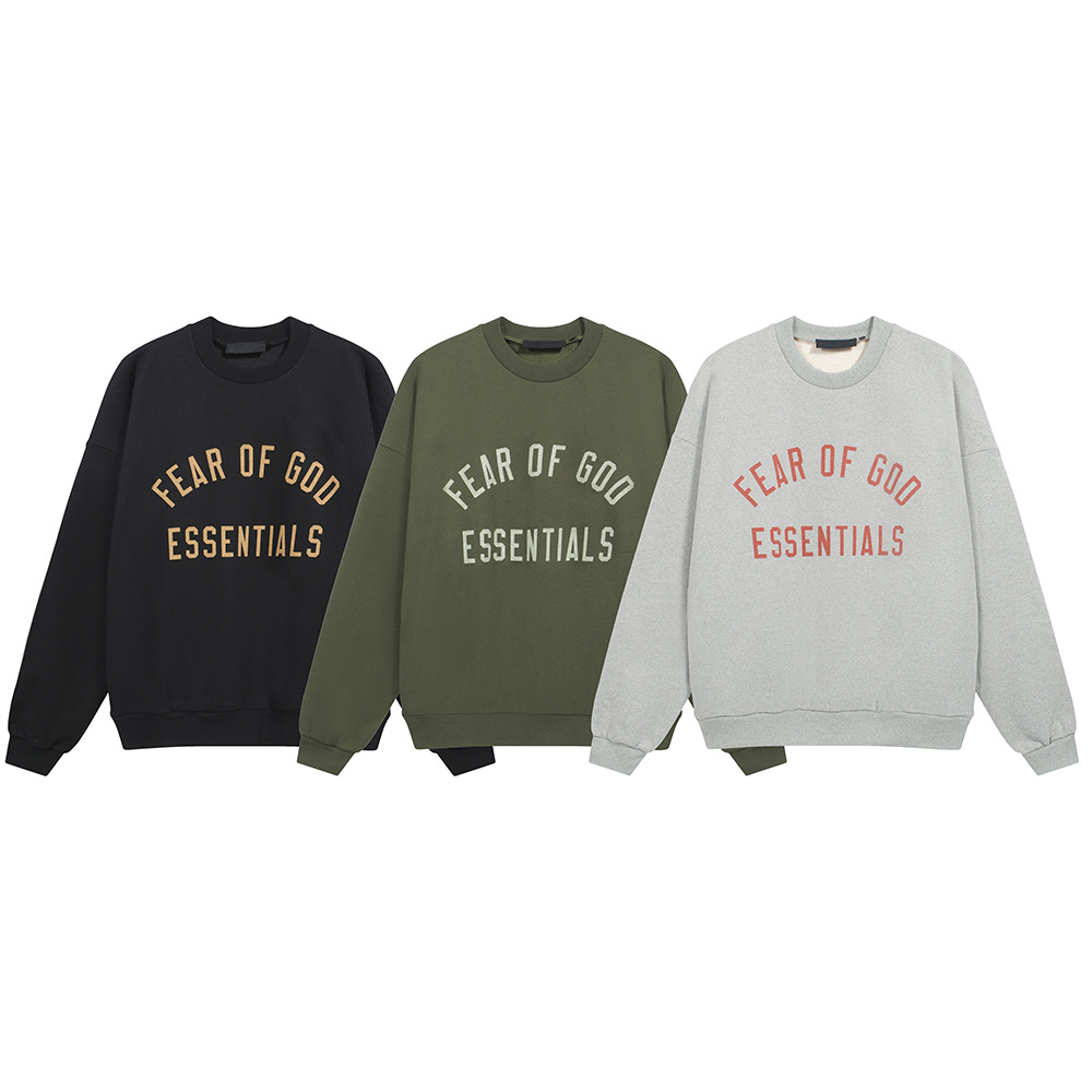 Nuevo FOG doble línea ESENTIALS estilo americano marca de moda de alta calle relajada pareja casual suéter de cuello redondo para hombres y mujeres