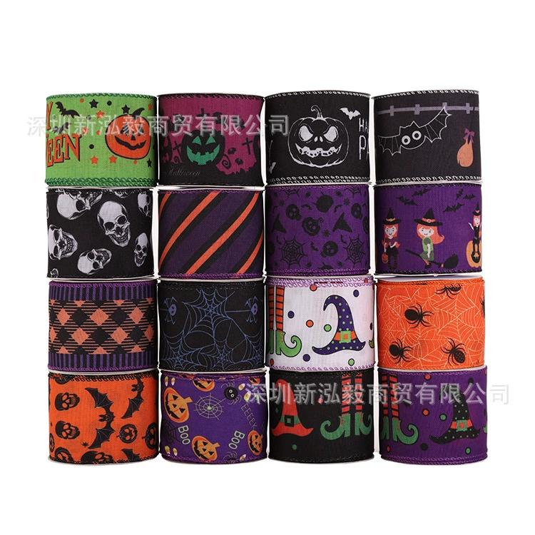 [Factory Outlet] Hongyi лента печать паутина Тыква Лампа Череп Призрак Хэллоуин лямки