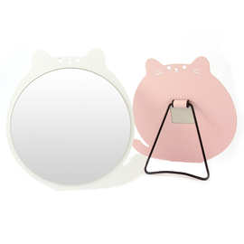 企鹅形桌面台式化妆镜女生补妆镜韩国创意礼品旋转单面镜可定图案