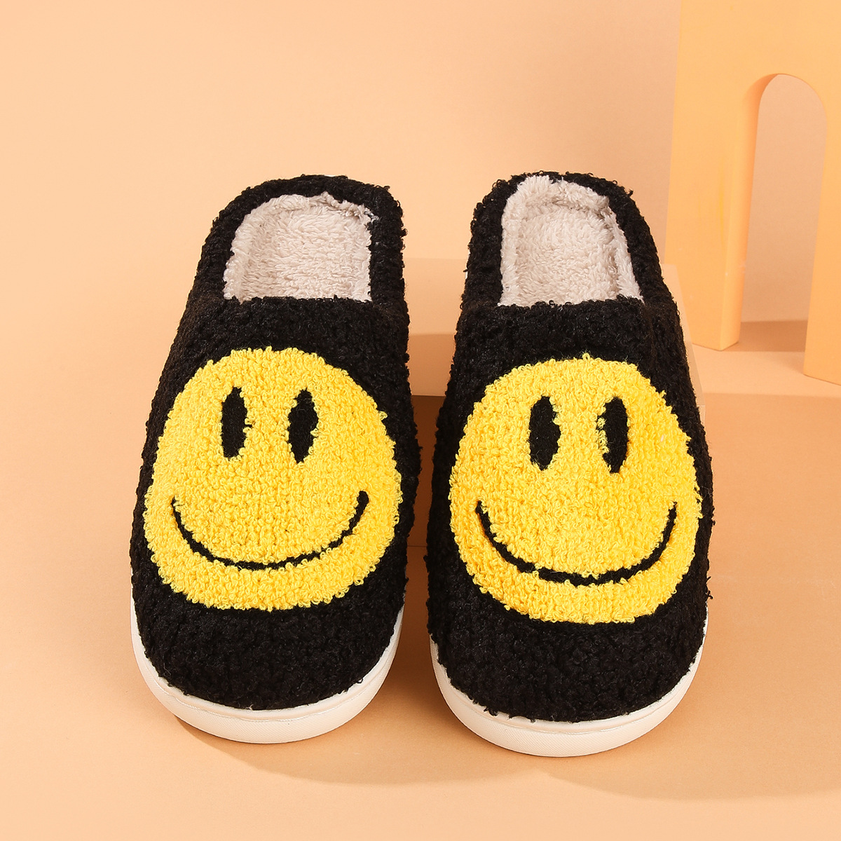 Pantuflas de algodón con cara sonriente, estilo de moda, para hombre, mujer o pareja, interior, antideslizantes, de dibujos animados