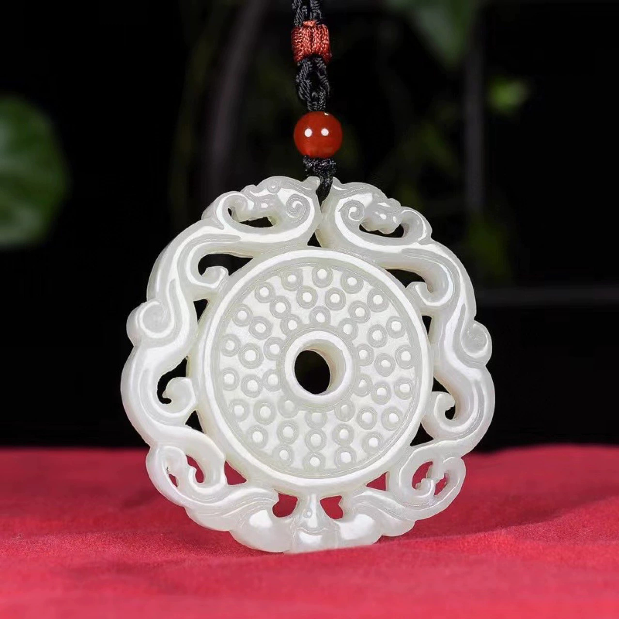 Pendant jade, antique protective amulet white jade