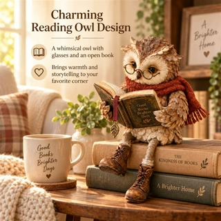 跨境亚马逊新款热销精致可爱Reading Owl Figurine阅读猫头鹰摆件