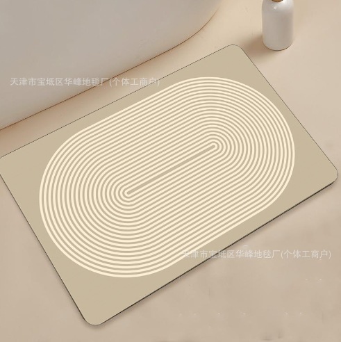 幾何学的なラインのシンプルなバスルームフロアマット、吸収性珪藻泥フロアマット、汚れにくくお手入れが簡単なバスルーム滑り止めマット|undefined