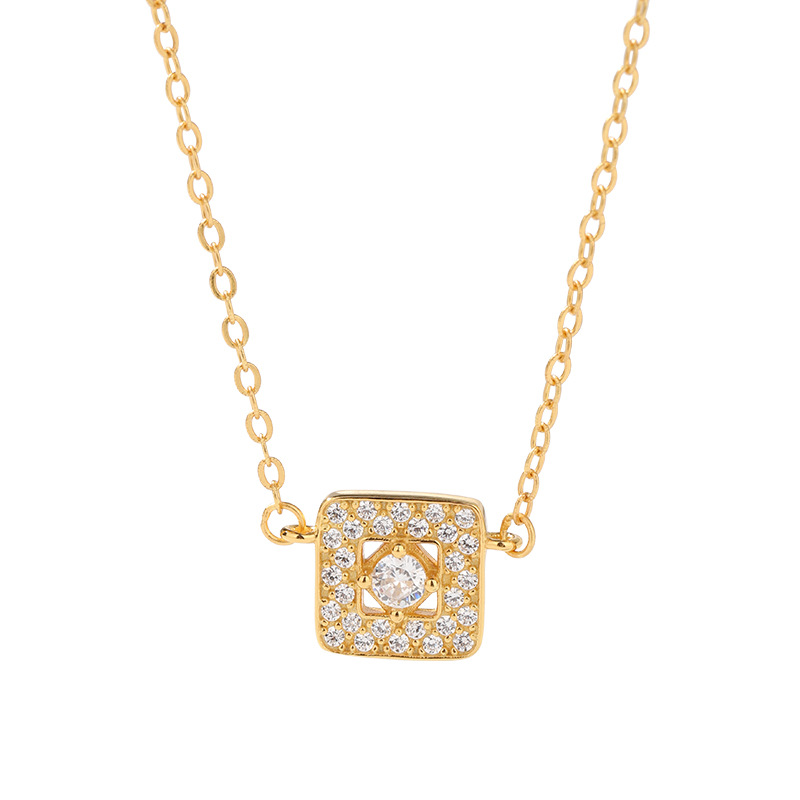 S925 plata esterlina diamante cubo azúcar collar de las mujeres todo-fósforo de lujo nicho clavícula cadena collar de alto grado regalo del Día de San Valentín