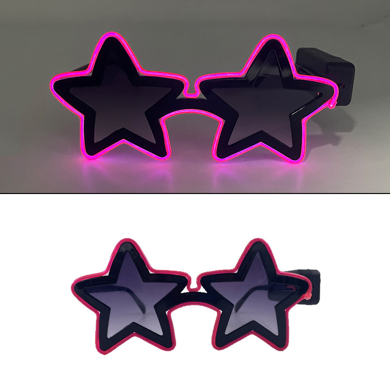 Nuevas gafas luminosas LED, barra de fiesta, festival de música de Bengdi, gafas luminosas de estrella de cinco puntas, accesorios brillantes
