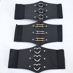 INS women's extra wide waistband circle love elastic elastic waist belt women's decorative shirt Corset belt