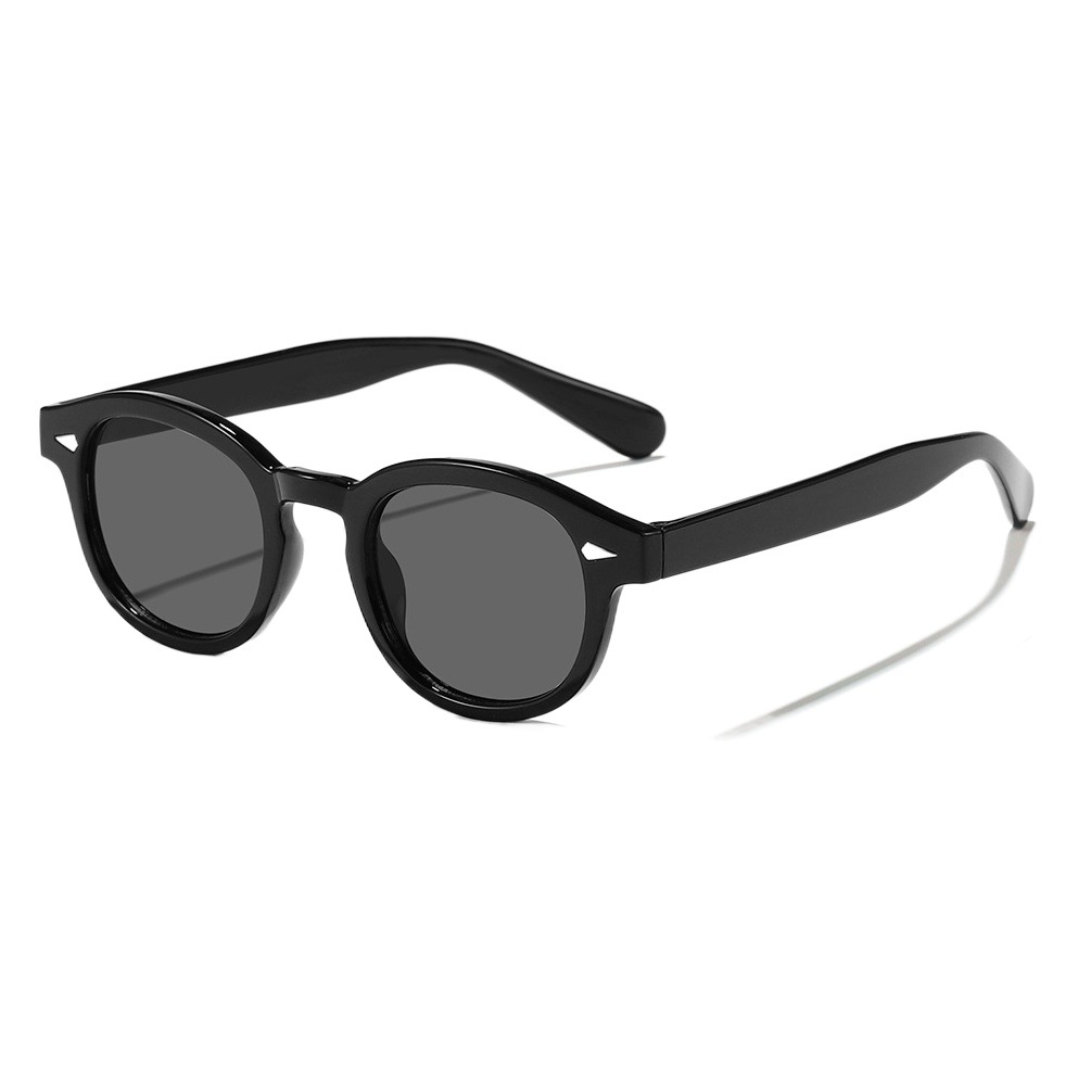 Nuevo clavo beige retro pequeño marco redondo océano pieza hombres y mujeres de moda todo-fósforo UV prueba gafas de sol