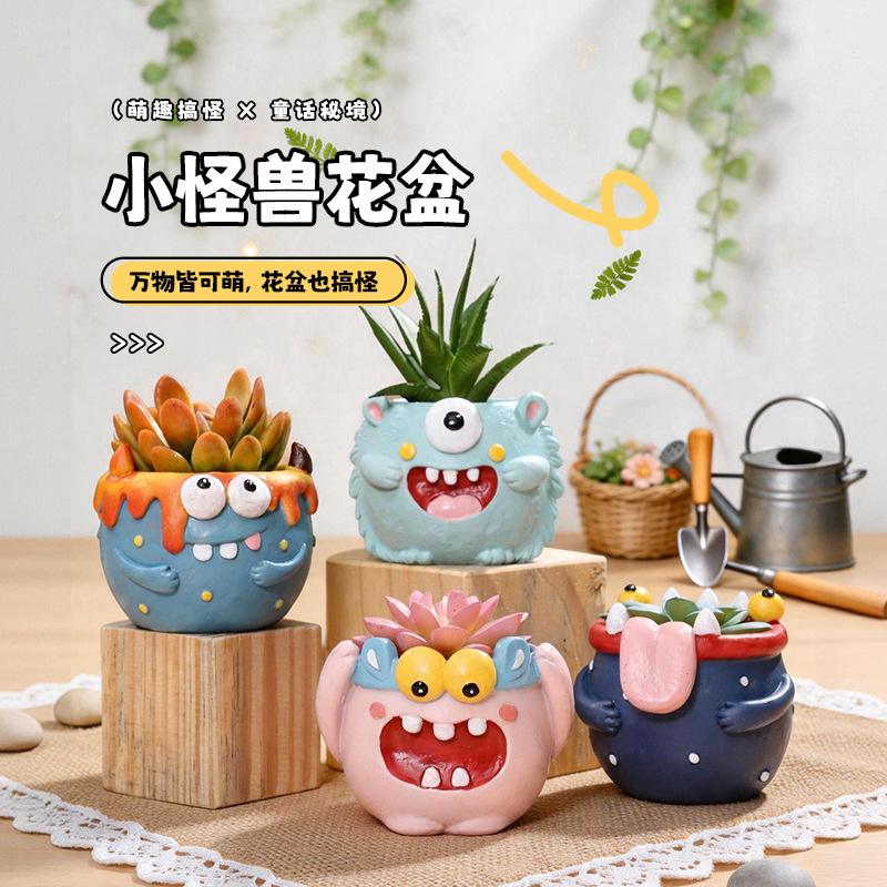 Chậu Cây Resin Chậu cây mọng nước hình phố nhỏ và cửa hàng động vật resin, chậu mini tiểu cảnh, trang trí nhà (RG-188)