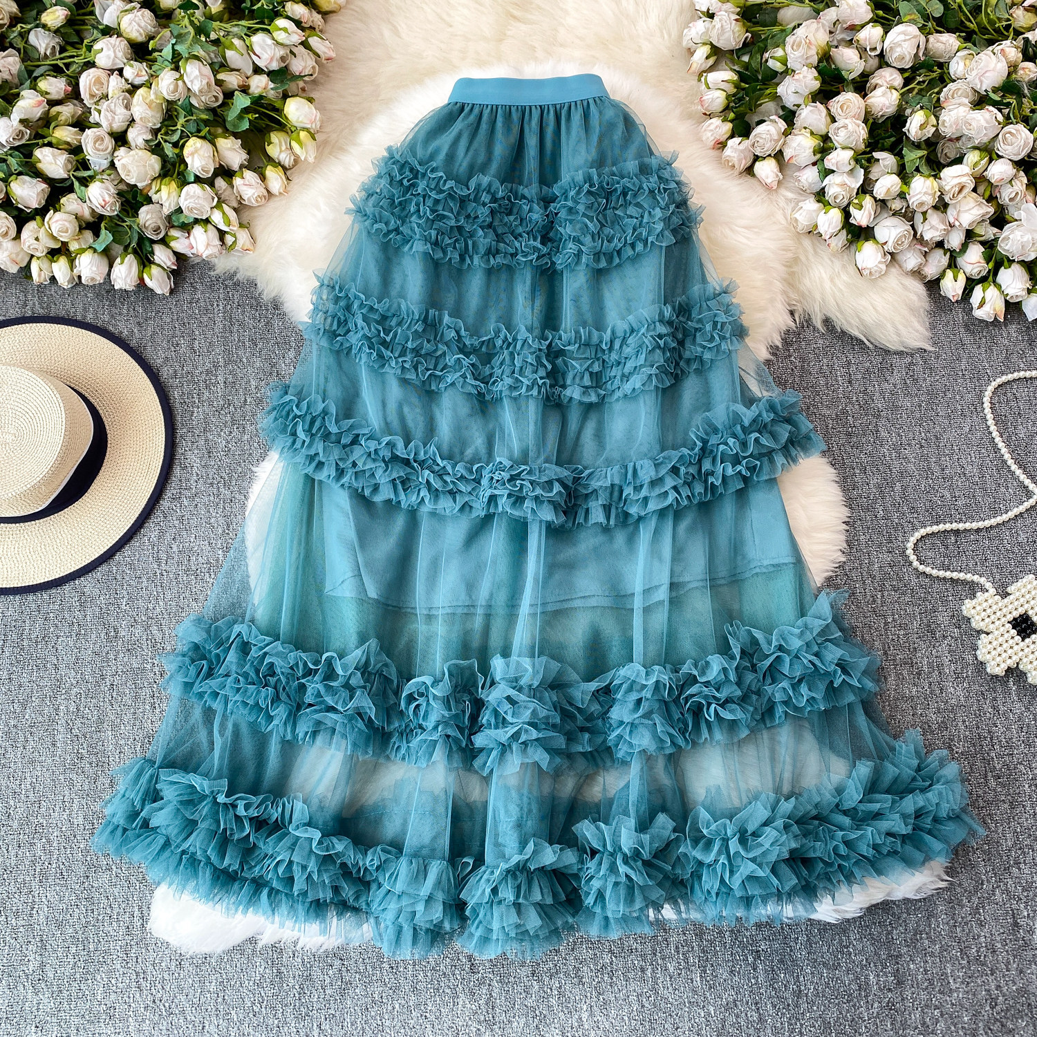 Fairy Romantic Style High-Waisted Ruffle Skirt For Women Sweet And Youthful Slimming Cake Skirt For Summer_ecoleips.com
