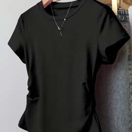 E 36775 Plus size slim women's short sleeve 大码修身辣妹短袖