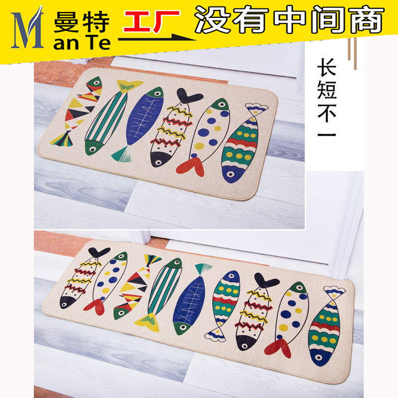 Cartoon hot sale linen carpet floor mat door mat kitchen non-slip rubber floor mat bathroom door absorbent mat