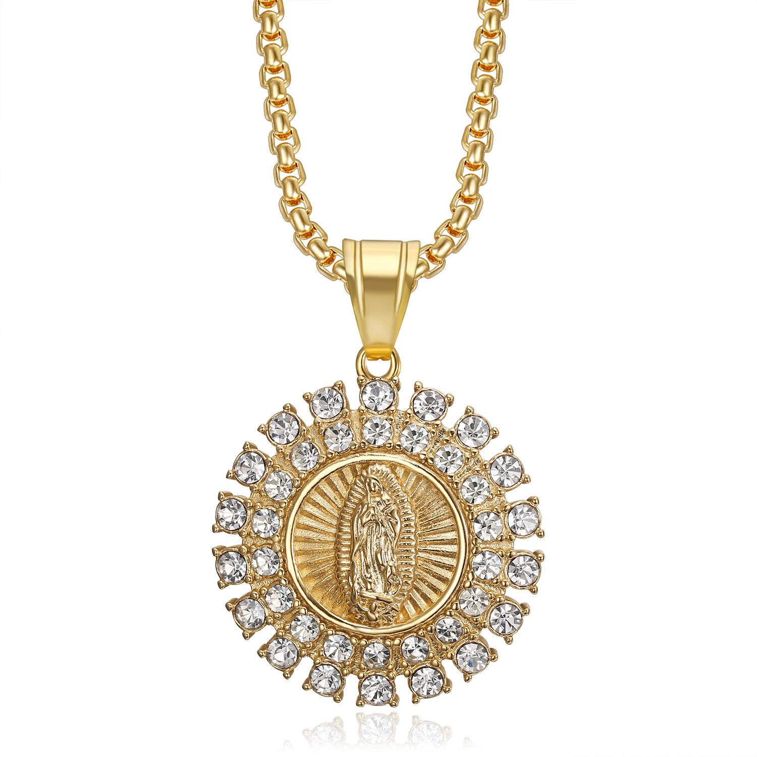 Party, Street Occasion Hip-Hop Human Titanium Steel Plating Rhinestones 18K Gold Plated Men's
