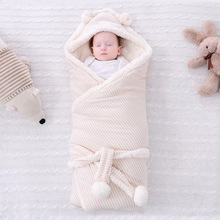 新生兒羊羔絨抱被秋冬純棉加厚多功能嬰幼兒包被初生寶寶彩棉抱毯