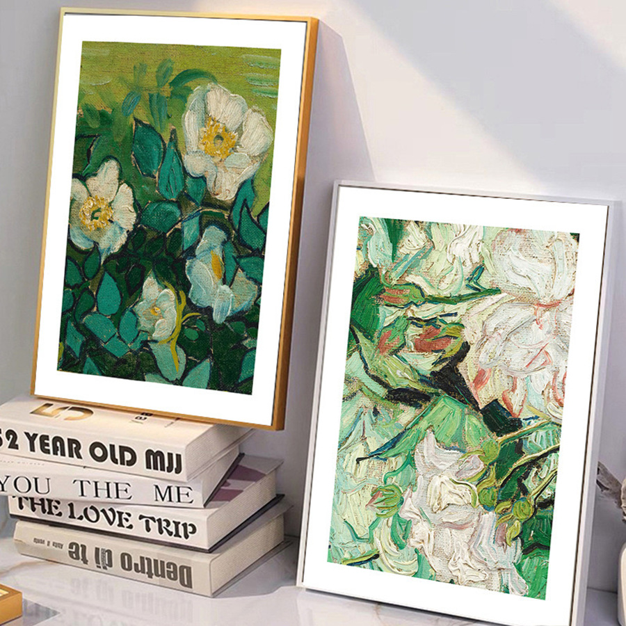 Hand-Painted Flower Landscape Oil Painting Retro Art Living Room Hanging Painting High-End Green Niche Bedroom Entrance Painting