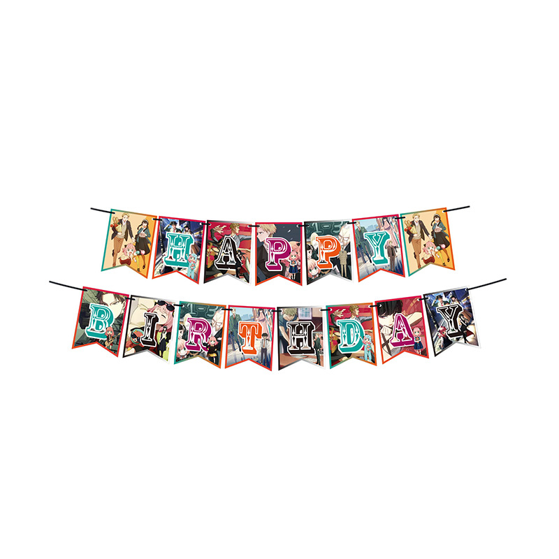 Spy play House SPYFAMILY fiesta de cumpleaños tema cumpleaños pull flag insert banner Balloon Suit