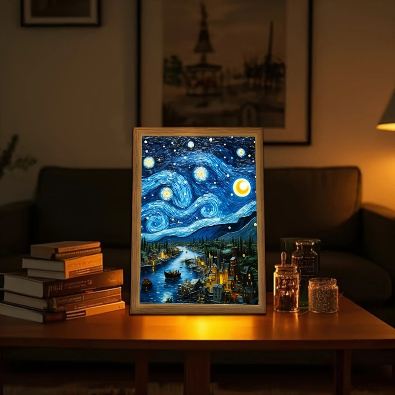 Cross-border Van Gogh Star Series Lighting Painting Tiktok Online Red Decorative Painting Night Light Creative Photo Frame Table Cross-border Van Gogh Star Series Lighting Painting Tiktok Online Red Decorative Painting Night Light Creative Photo Frame Table