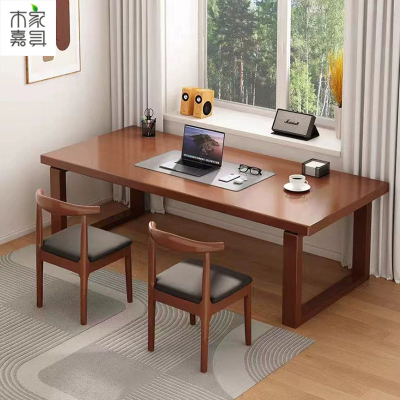 Утолщенный компьютерный стол, двойной стол из цельного дерева, длинный стол, простой офисный стол, настольный конференц-стол, письменный стол в стиле ретро.