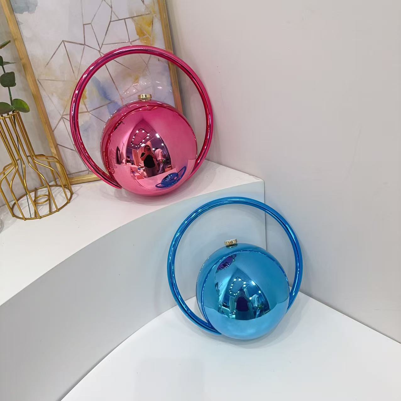 Europa y los Estados Unidos transfronterizos bolsas de cena de damas de alto nivel bolsas de mano de sequillas nuevas bolsas de cena esféricas de color sólido simples