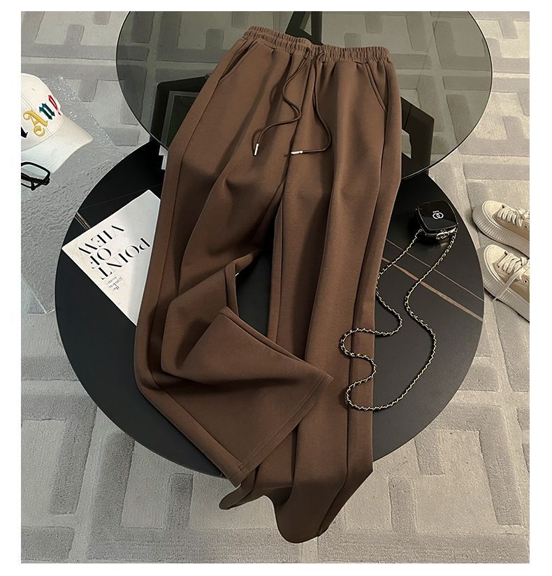 Korean Style Women's Zip-Up Hoodie & Jogger Pants Set - Casual Sporty Outfit (S-2XL, Black/Brown)_ecoleips.com