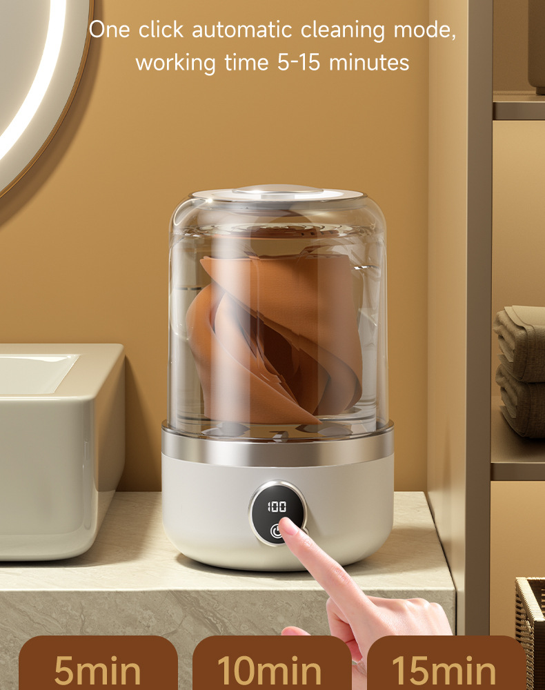 Vollautomatischer, kabelloser, tragbarer Wäschebecher mit Ladefunktion, Mini-Waschmaschine für Unterwäsche und Socken, kleine Waschmaschine, für Reisen und Zuhause_voghion.com
