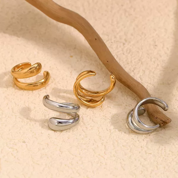 Cross-Border Japanese and Korean Personalized Fashion Double-Layer Ear Cuffs Without Piercings Simple High-End Ear Clips European and American Style Earrings