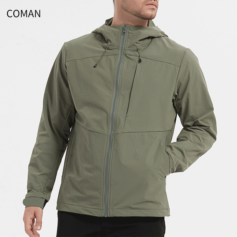 Men's Jacket 2026 New In-Stock Cross-Border Softshell Stretchy Outdoor Casual Thin Hooded Jacket