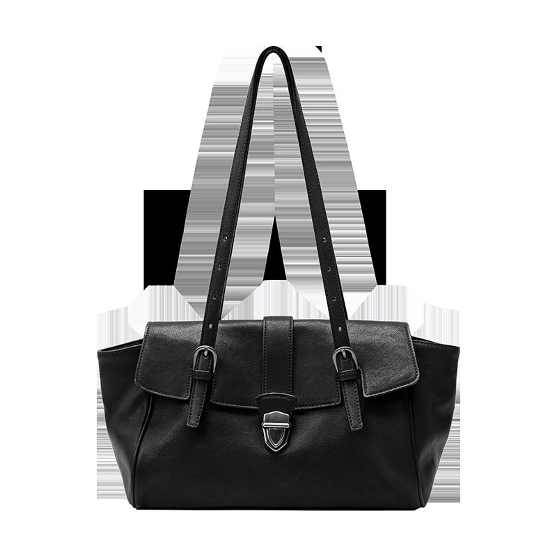 Vegetable-Tanned Sheepskin Baguette Briefcase - Professional Casual Commuter Handbag & Shoulder Bag For Women - Thumbnail 6