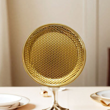 简约圆形方形锤纹时尚金属饼干盘面包盘形服务盘餐厅牛排盘镀金