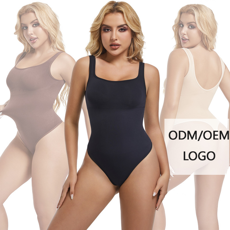 2024 spring new cross-border European and American size tight waist beauty back plastic waist square collar vest jumpsuit 2024 spring new cross-border European and American size tight waist beauty back plastic waist square collar vest jumpsuit