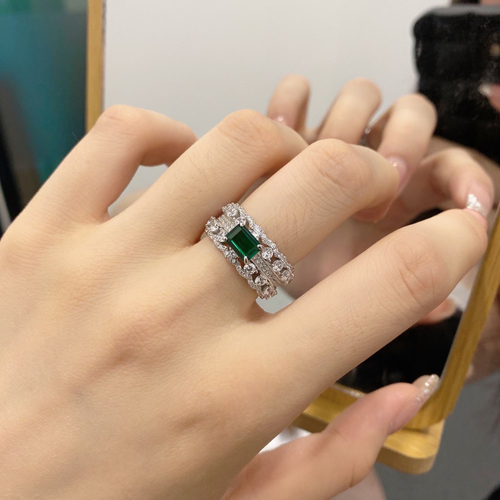 Fashion Geometric Sterling Silver Inlay Zircon Rings 1 Piece