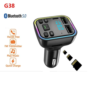 Yeni rəngli işıqlı avtomobil Bluetooth MP3 pleyer, FM ötürücü, TYPE-C Dual USB şarj cihazı