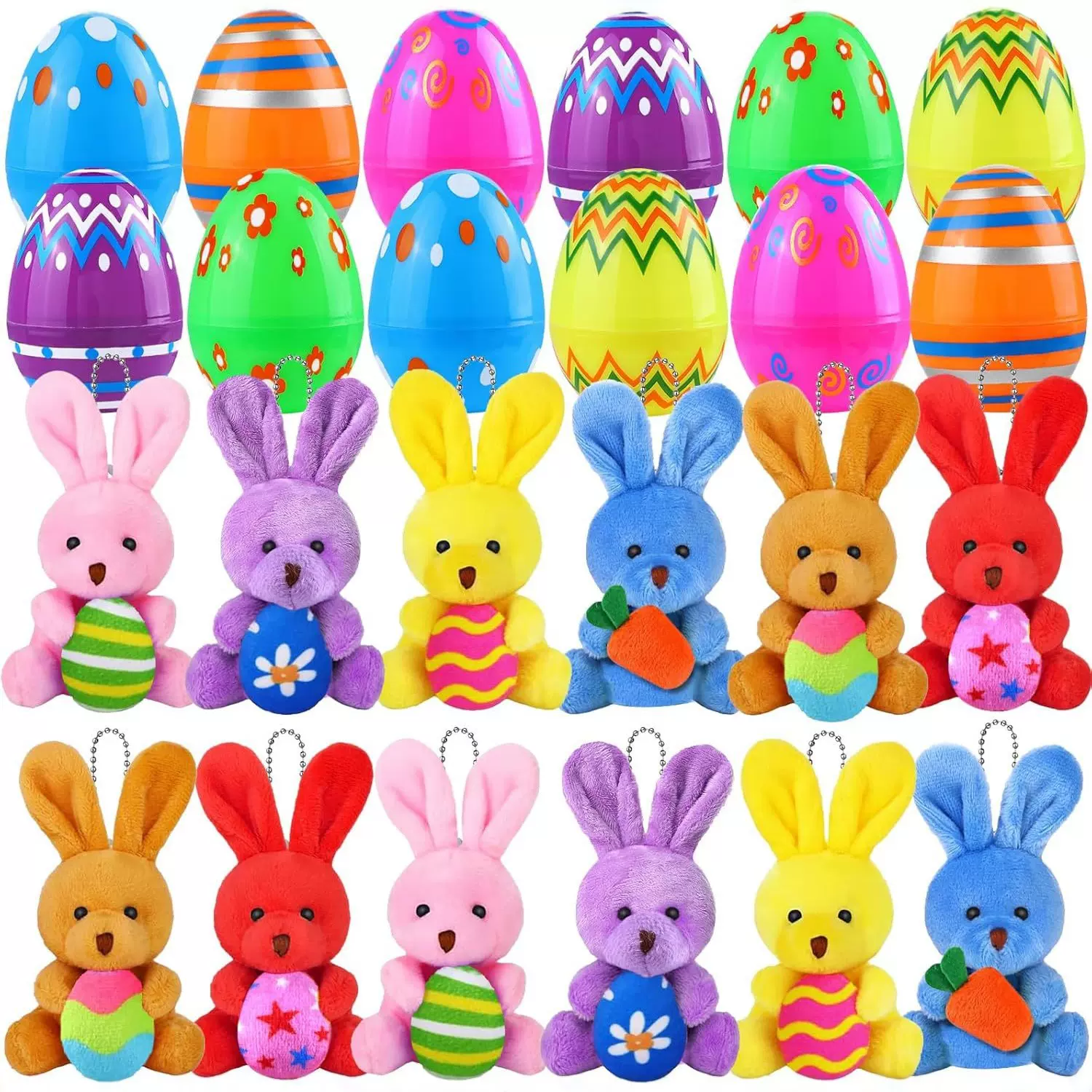 2025跨境新款复活节玩具套装儿童毛绒兔子复活节扭蛋礼物印花彩蛋