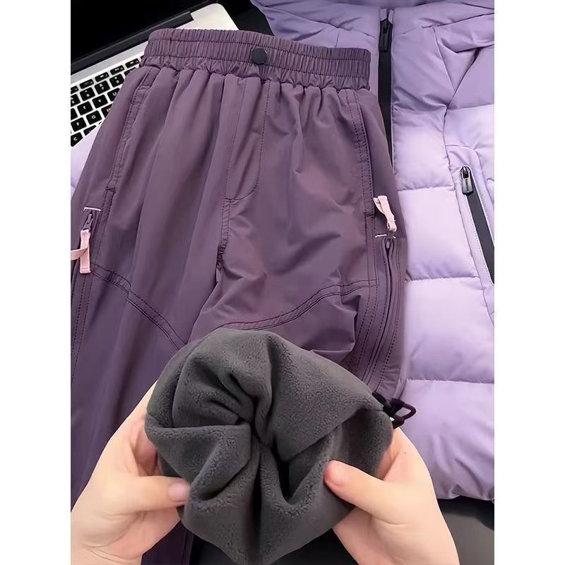 Girls' Fleece-Lined Pants Autumn and Winter 2026 New Style Children's Outdoor Hiking Pants Boys' Mountaineering Pants Winter Casual Pants Trendy