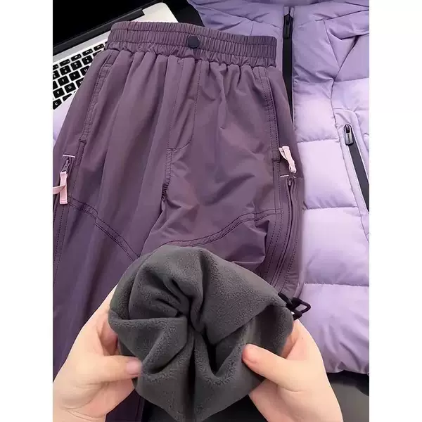 Girls' Fleece-Lined Pants Autumn and Winter 2026 New Style Children's Outdoor Hiking Pants Boys' Mountaineering Pants Winter Casual Pants Trendy