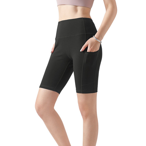 Elst nude fabric liquid slimming sports shorts for women high waist hip lifting tight elastic running fitness shorts