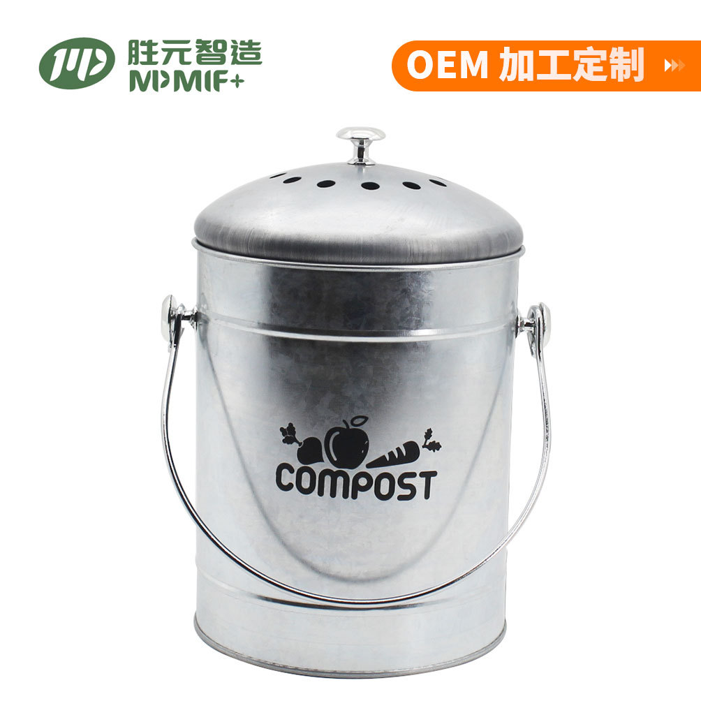 定制镀锌铁厨余桶 家用带除味片垃圾堆肥器  台面厨房垃圾堆肥箱