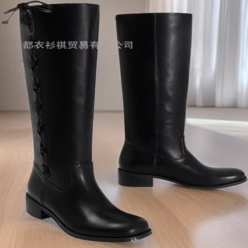 2026 Cross-Border Foreign Trade Women's Knee-High Boots with Chunky Heels, Lace-Up High Boots for Campus, Spring and Autumn Long Boots 2026 Cross-Border Foreign Trade Women's Knee-High Boots with Chunky Heels, Lace-Up High Boots for Campus, Spring and Autumn Long Boots