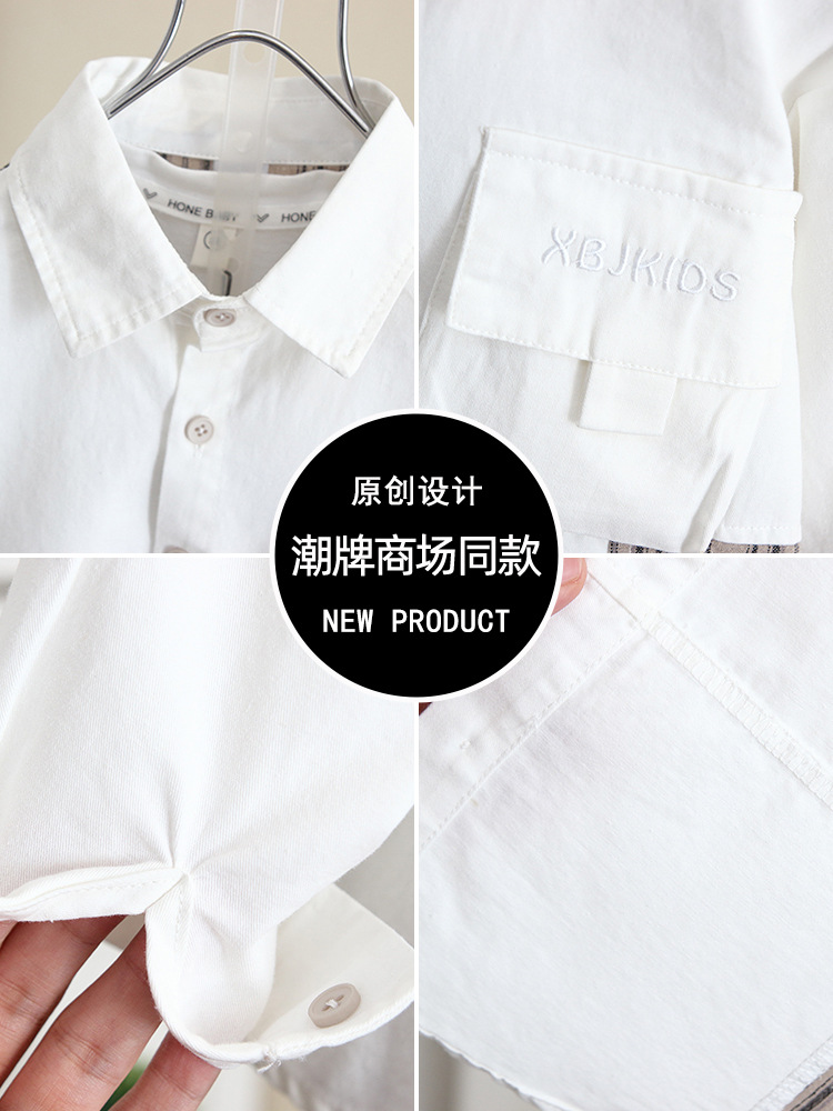6266 Camisa de manga larga para niños Estilo de primavera y otoño 2024 Camisa de estilo occidental de otoño para niños nuevos Ropa de otoño para bebés