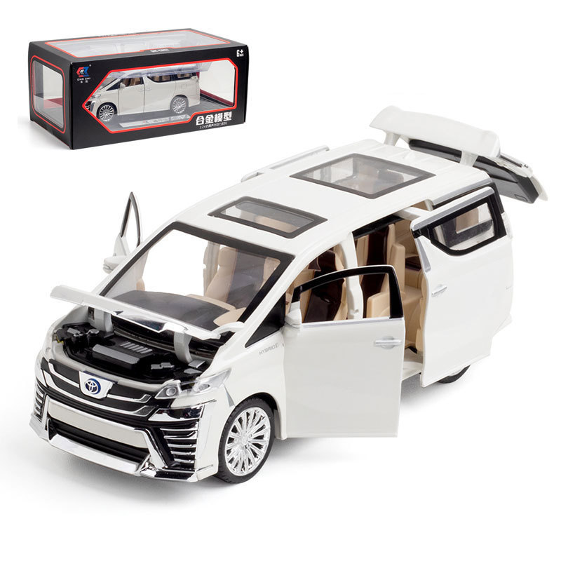 Aleación de coche 1:24 Toyota Wilfa modelo de coche Tire hacia atrás con sonido y Luz Juguetes Coche de negocios música modelo adornos
