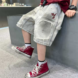 男童牛仔短裤夏季2025新款儿童薄款五分裤痞帅裤子大童中裤夏装潮