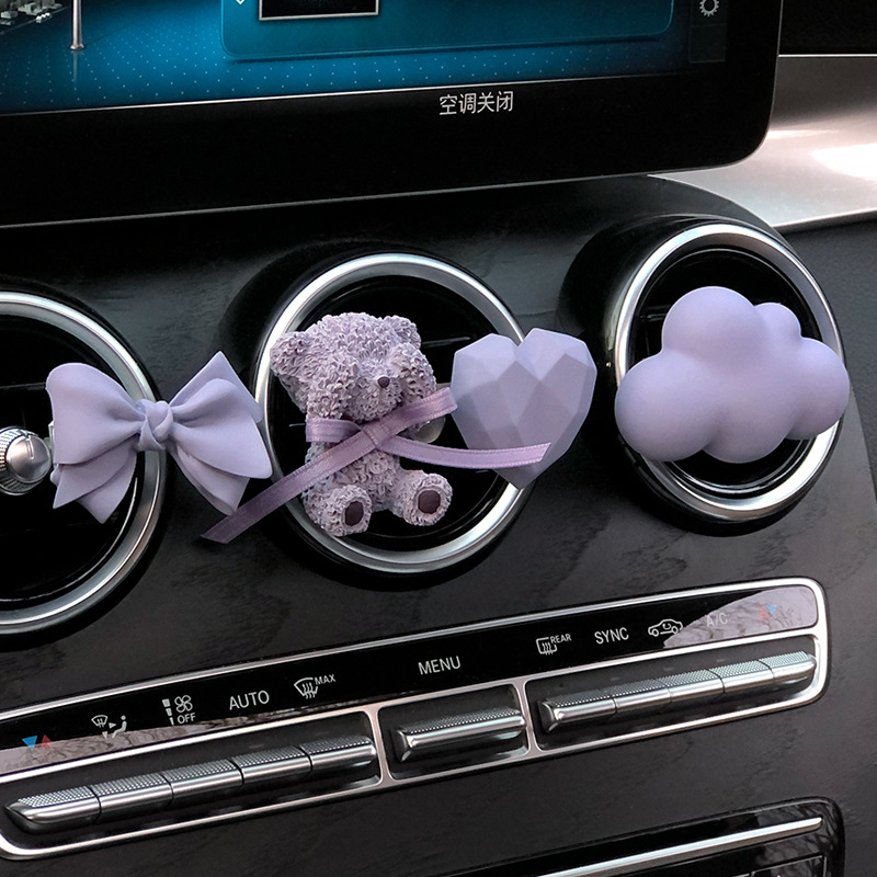 Arco púrpura oso coche perfume al por mayor aire acondicionado ventilación perfume decoración de piedra de perfume regalo para mujeres