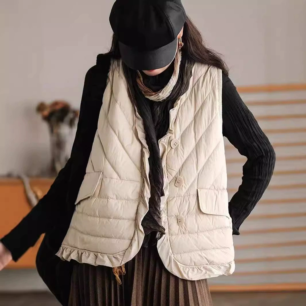 Пуховое жилет куртка женская высокое качество белая утка пуховая свободная корейская версия теплая дикая иностранная жилет