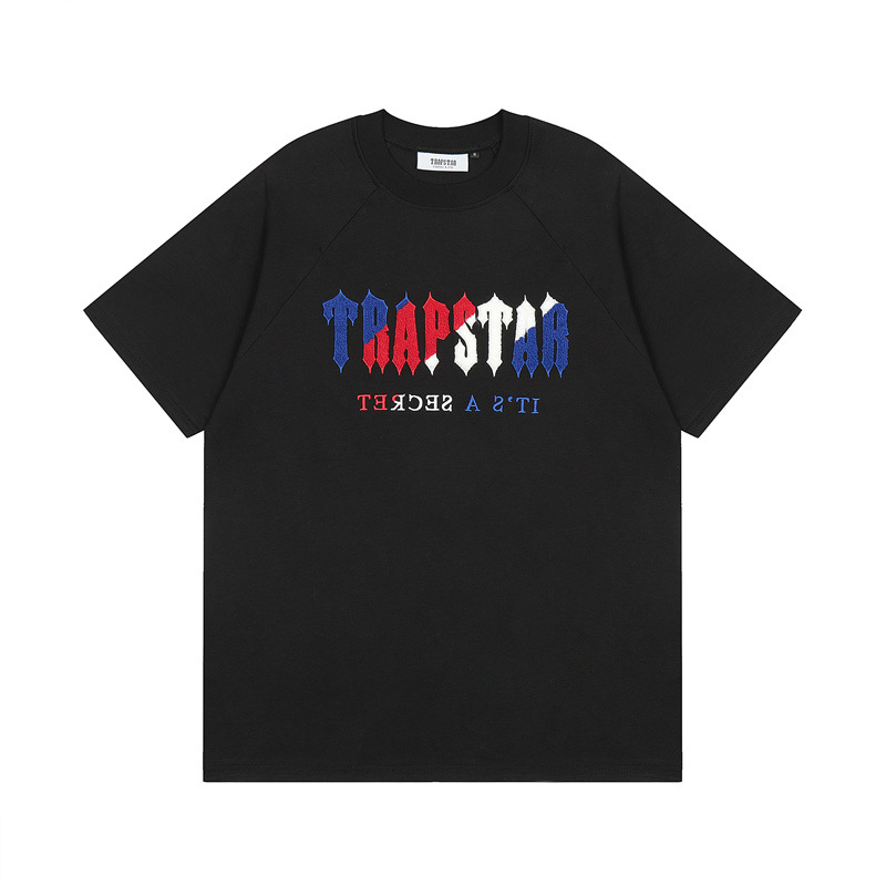 Verano nuevo trapstar Azul Rojo toalla bordado casual suelta traje de manga corta pantalones cortos para hombres y mujeres pareja