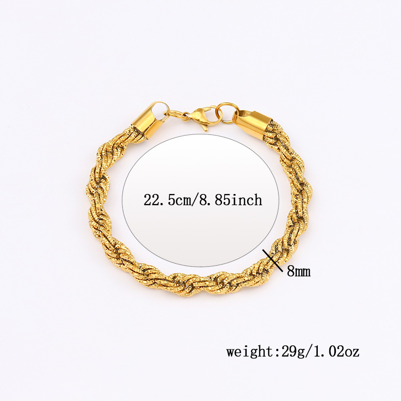 8mm wide and 22.5cm long [twisted gold]