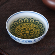 记石柴窑 手绘青花宝相纹普洱杯功夫茶杯单杯主人杯景德镇陶瓷