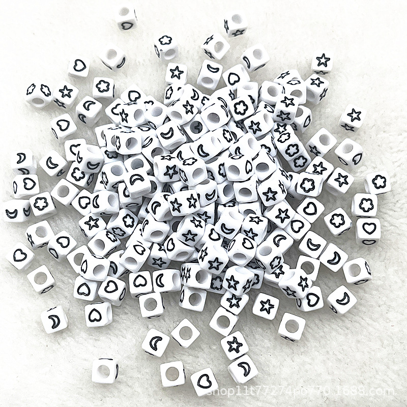 6mmアクリル散珠カラー英語滴油アルファベットビーズDIYアクセサリー子供早教ビーズ