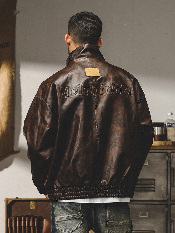 美式经典复古软皮衣男宽松机车服秋季潮牌硬汉皮夹克外套男春秋款|undefined