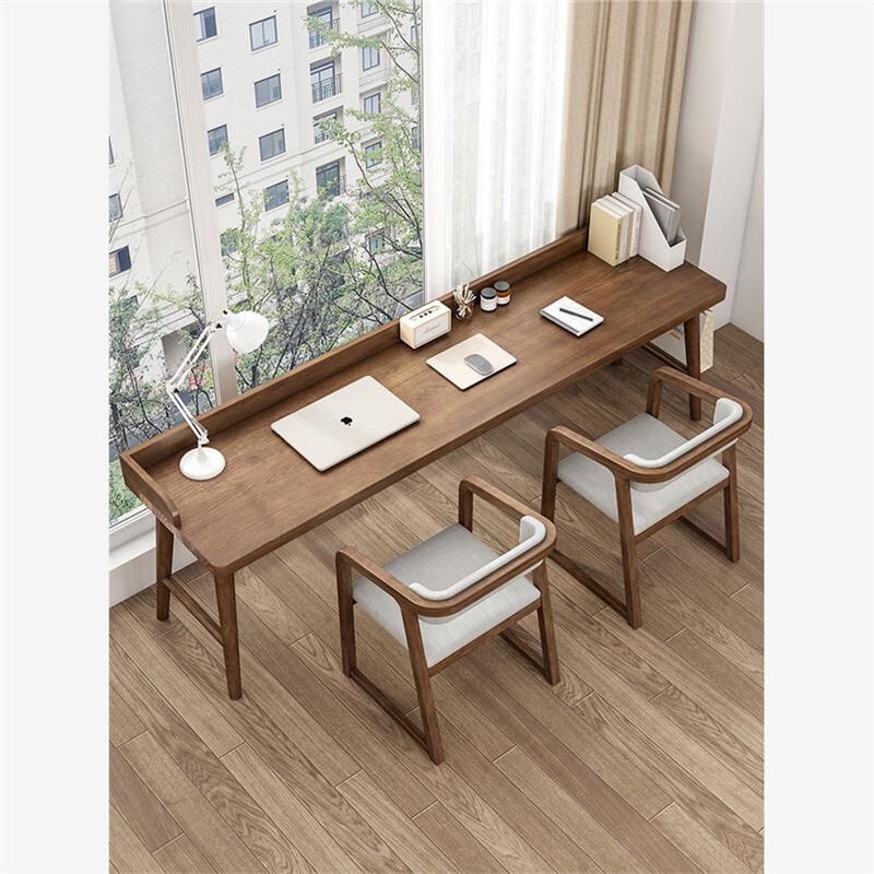 Solid Wood Desk by the Window, Long Table for Home Study, Simple Computer Desk, Bedroom Double Writing Desk and Chair Solid Wood Desk by the Window, Long Table for Home Study, Simple Computer Desk, Bedroom Double Writing Desk and Chair