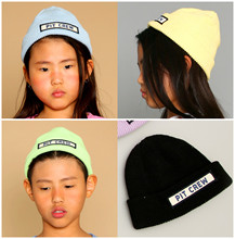 韩国进口童装2019春 男童女童糖果色针织帽儿童宝宝百搭嘻哈帽子